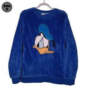 Donald Duck USED Velour Sweatshirt (OVERSIZED, S, Blue, Disney)